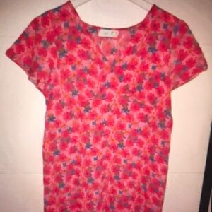 Floral Pink and Red Blouse